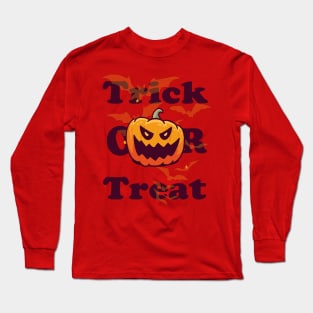 Funny Halloween Gift Trick or treat with scary pumpkin face for men and women Long Sleeve T-Shirt